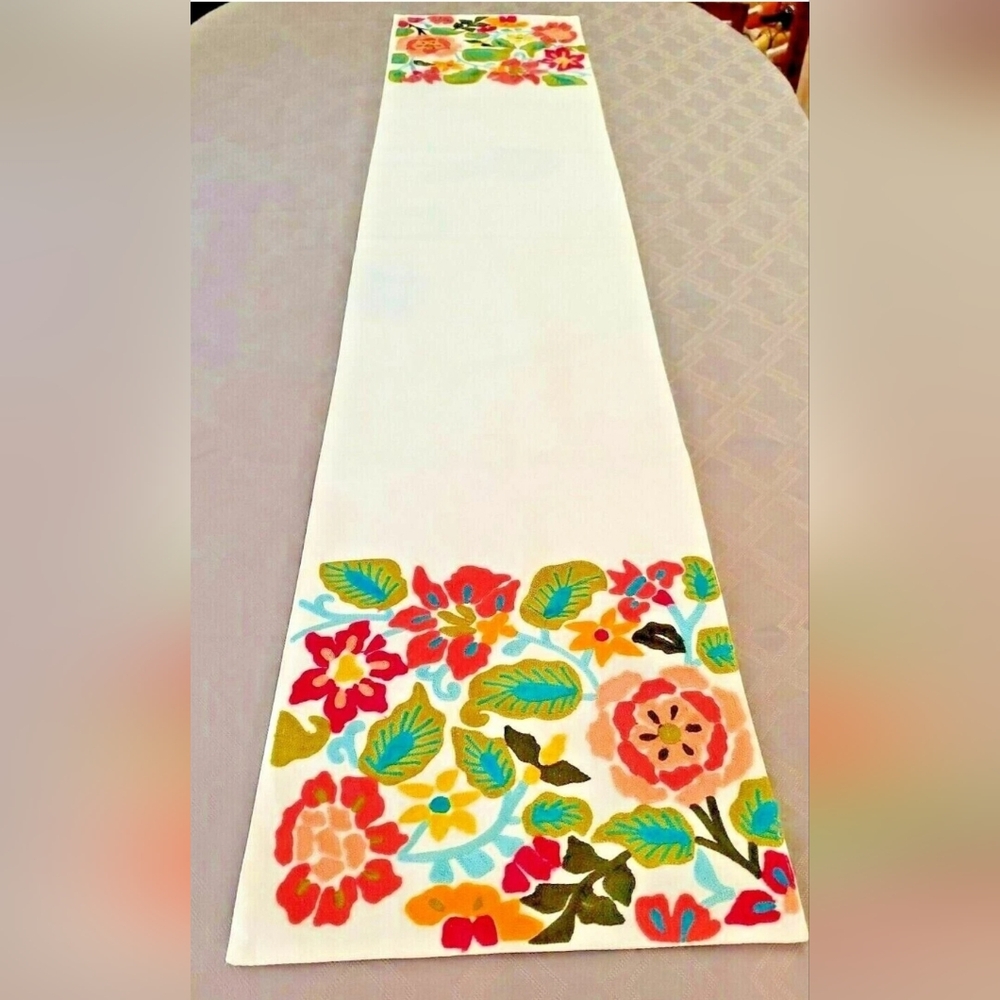 Colorful Hsnd Embroidered Table Runner 70"×14.5" by Living Quarters